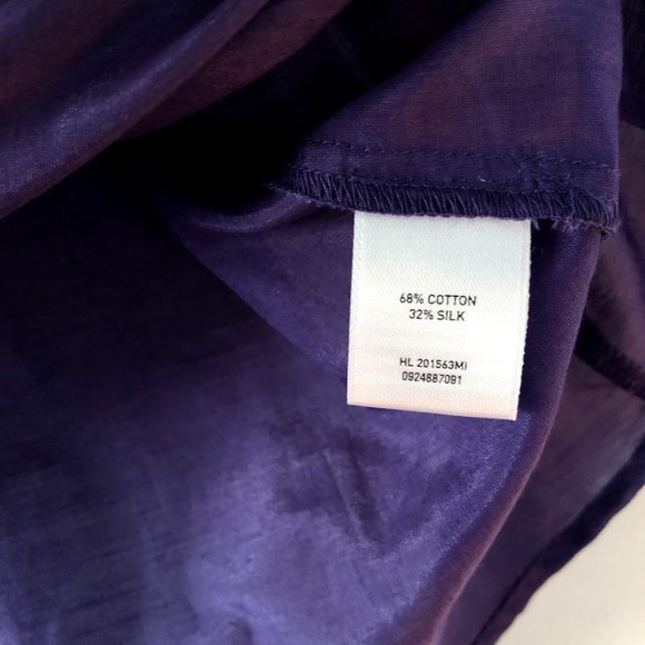 Anthropologie Flounce TBD Purple Silk Blend Short Sleeve Blouse Size L Button Up - Picture 5 of 7